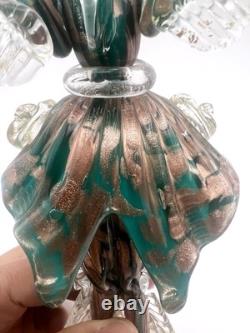Vintage Murano Art Glass Venetian Lady Figurine Sculpture Hand Blown Gold Flecks