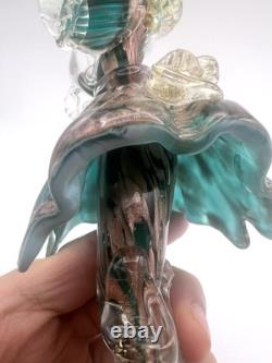Vintage Murano Art Glass Venetian Lady Figurine Sculpture Hand Blown Gold Flecks