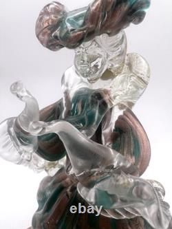 Vintage Murano Art Glass Venetian Lady Figurine Sculpture Hand Blown Gold Flecks