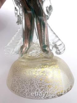 Vintage Murano Art Glass Venetian Lady Figurine Sculpture Hand Blown Gold Flecks