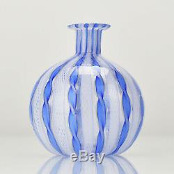 Vintage Murano Art Glass Zanfirico Ribbon Vase Seguso Toso Salviati Mid Century