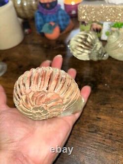 Vintage Murano Art Glass sculpture Sea Shell Paperweight Handblown 3 Peice Set