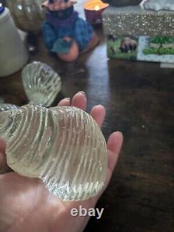 Vintage Murano Art Glass sculpture Sea Shell Paperweight Handblown 3 Peice Set