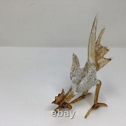 Vintage Murano Art Glass two miniature roosters Figurine, 4 x 4 1960s Italy