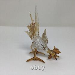 Vintage Murano Art Glass two miniature roosters Figurine, 4 x 4 1960s Italy