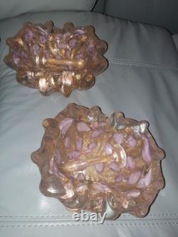 Vintage Murano Ash Trays With Snuffer Set Of 2 Rare Set