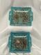 Vintage Murano Ashtrays (2) Matte Turquoise Glass & Aventurine Inclusion/Stains