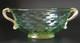Vintage Murano Aurelio Ferro Art Glass Bowl Green Balloton Swan Handles Signed
