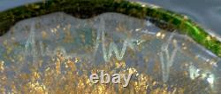 Vintage Murano Aurelio Ferro Art Glass Bowl Green Balloton Swan Handles Signed
