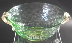Vintage Murano Aurelio Ferro Art Glass Bowl Green Balloton Swan Handles Signed