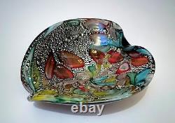 Vintage Murano Avem Art Glass Bowl Tutti Frutti Aventurine MID Century Italian