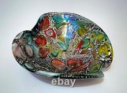 Vintage Murano Avem Art Glass Bowl Tutti Frutti Aventurine MID Century Italian