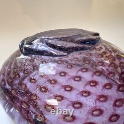 Vintage Murano Barbini Purple Blue Gold Fleck Bowl Ashtray Controlled Bubbles
