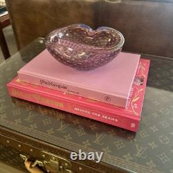 Vintage Murano Barbini Purple Blue Gold Fleck Bowl Ashtray Controlled Bubbles