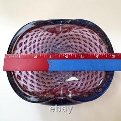 Vintage Murano Barbini Purple Blue Gold Fleck Bowl Ashtray Controlled Bubbles