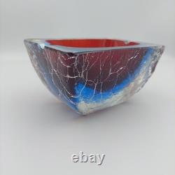 Vintage Murano Barbini Sommerso Cut Glass Cracked Ice Ashtray STUNNING