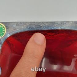 Vintage Murano Barbini Sommerso Cut Glass Cracked Ice Ashtray STUNNING