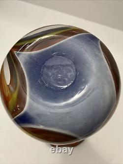 Vintage Murano Biot Glass Multicolor French Vase signed Z D Biot France 12