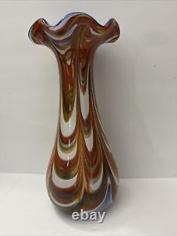 Vintage Murano Biot Glass Multicolor French Vase signed Z D Biot France 12