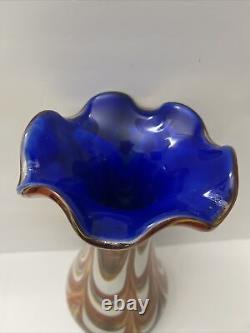 Vintage Murano Biot Glass Multicolor French Vase signed Z D Biot France 12