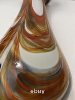 Vintage Murano Biot Glass Multicolor French Vase signed Z D Biot France 12