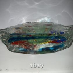 Vintage Murano Blown Glass 6 Fish Aquarium Half Moon Paperweight Art Rare READ