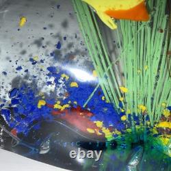 Vintage Murano Blown Glass 6 Fish Aquarium Half Moon Paperweight Art Rare READ