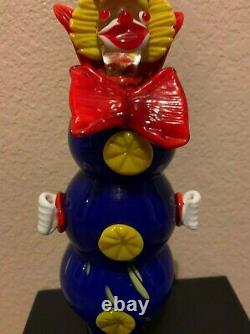 Vintage Murano Blown Glass Clown Big Belly Beautiful Blue Colors 131/2 Inches