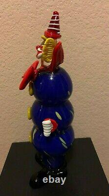 Vintage Murano Blown Glass Clown Big Belly Beautiful Blue Colors 131/2 Inches