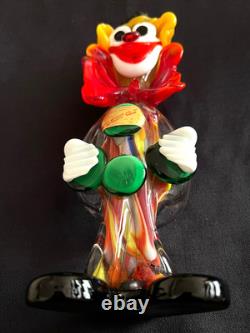 Vintage Murano Blown Glass Clown W Original Sticker Venezuela Italy bug RARE 8.5