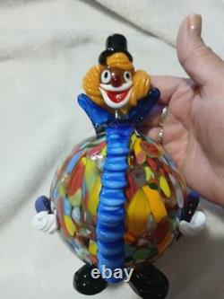 Vintage Murano Blown Glass Pot Belly Confetti Smiling Clown Made In Italy
