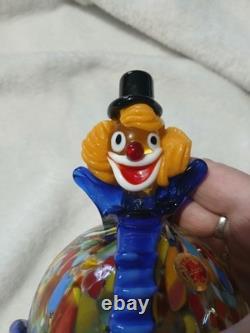 Vintage Murano Blown Glass Pot Belly Confetti Smiling Clown Made In Italy