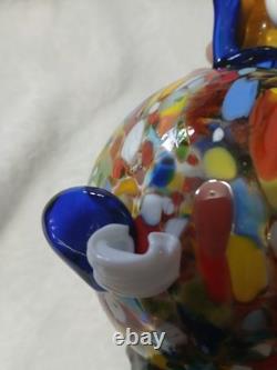 Vintage Murano Blown Glass Pot Belly Confetti Smiling Clown Made In Italy