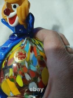Vintage Murano Blown Glass Pot Belly Confetti Smiling Clown Made In Italy