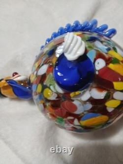 Vintage Murano Blown Glass Pot Belly Confetti Smiling Clown Made In Italy