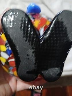 Vintage Murano Blown Glass Pot Belly Confetti Smiling Clown Made In Italy