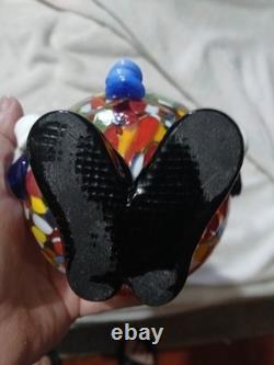 Vintage Murano Blown Glass Pot Belly Confetti Smiling Clown Made In Italy