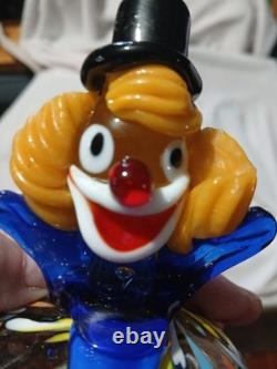 Vintage Murano Blown Glass Pot Belly Confetti Smiling Clown Made In Italy