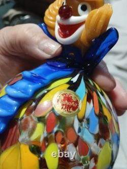 Vintage Murano Blown Glass Pot Belly Confetti Smiling Clown Made In Italy