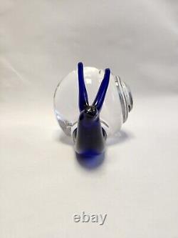 Vintage Murano Blown Glass Snail Cobalt Clear MCM Midcentury Decor GIANT