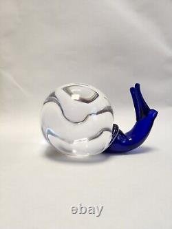 Vintage Murano Blown Glass Snail Cobalt Clear MCM Midcentury Decor GIANT