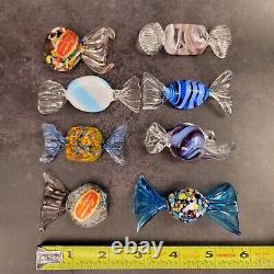 Vintage Murano Blown Glass Wrapped Art Glass Candy Pieces Lot of 8 (#19)