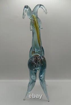 Vintage Murano Blue And Brown Art Glass Gazelle Antelope Ram Figurine