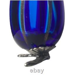 Vintage Murano Blue Art Glass Clown By Vittorio Angini Silver Hallmarked Figure