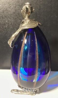 Vintage Murano Blue Art Glass Clown By Vittorio Angini Silver Hallmarked Figure