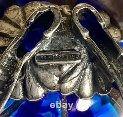 Vintage Murano Blue Art Glass Clown By Vittorio Angini Silver Hallmarked Figure