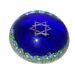 Vintage Murano Blue Glass Paperweight With David Star and Florals Signed