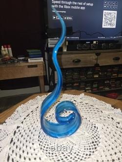 Vintage Murano Blue Glass w Unique Pattern