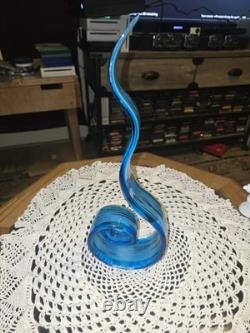 Vintage Murano Blue Glass w Unique Pattern