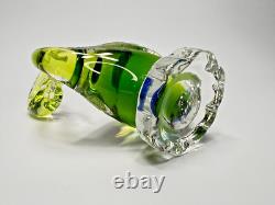 Vintage Murano Blue&Uranium Green Vaseline Sommerso Glass Swan Bird Figurine